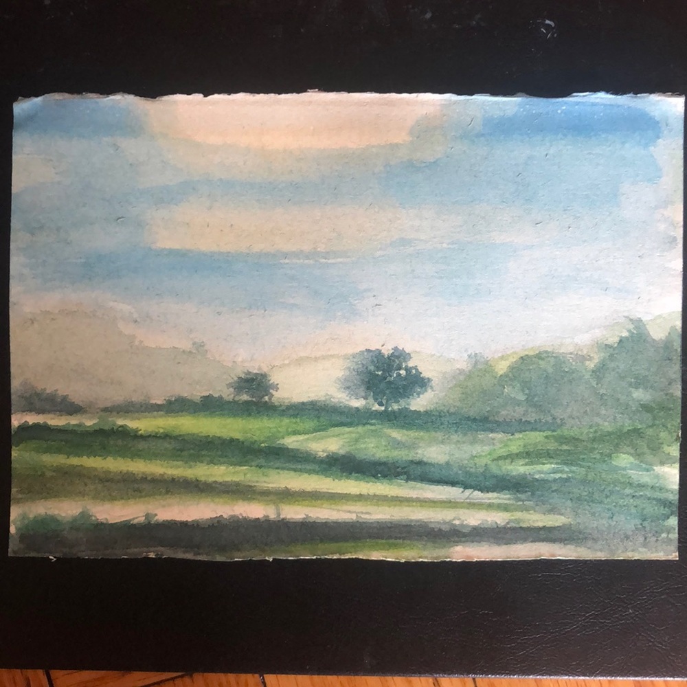 Rice field impressions. Original Watercolor